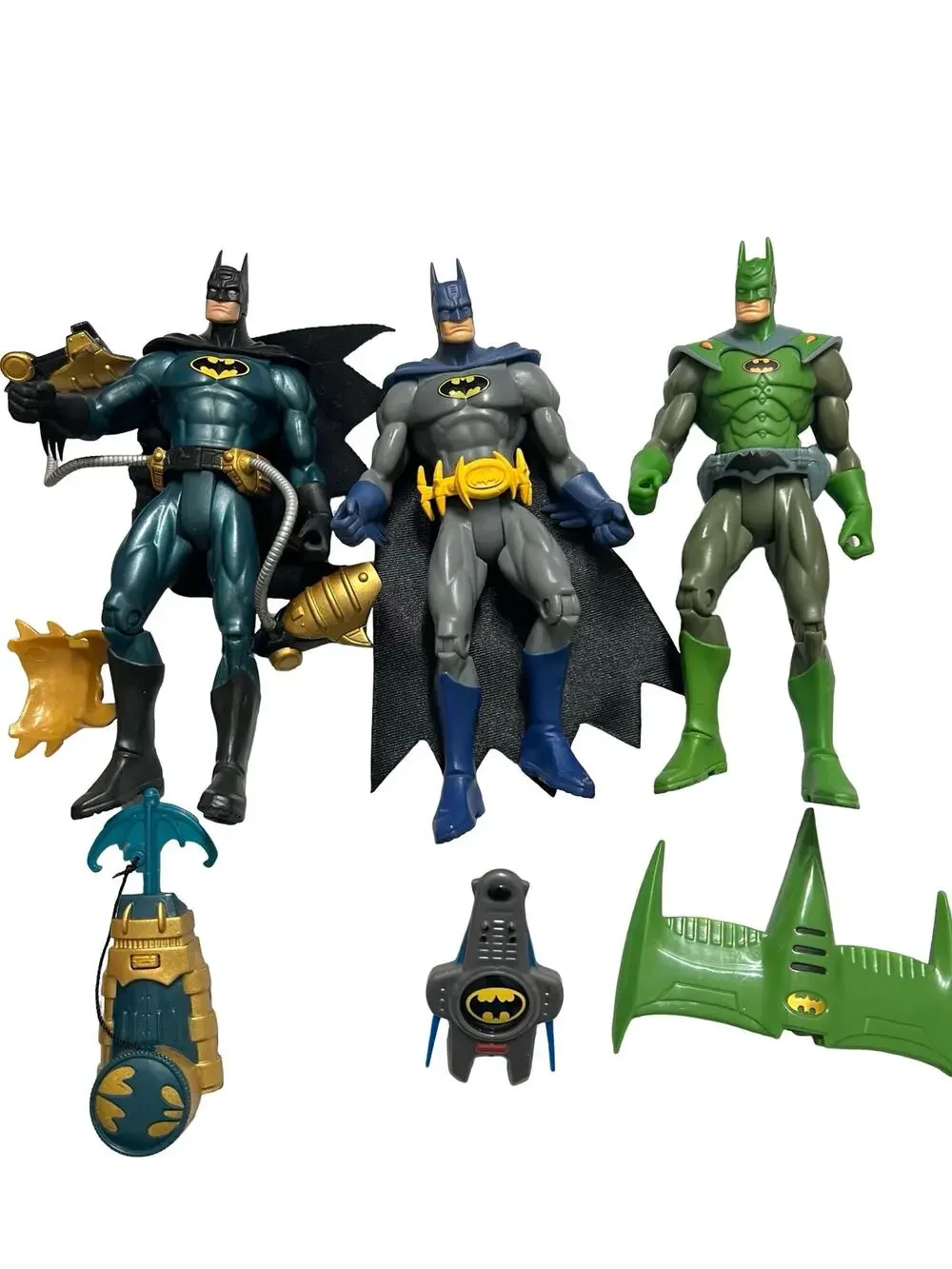 2003 Mattel Batman 6in Figure Lot Night Patrol Armor Electro-Net Blue Gray DC